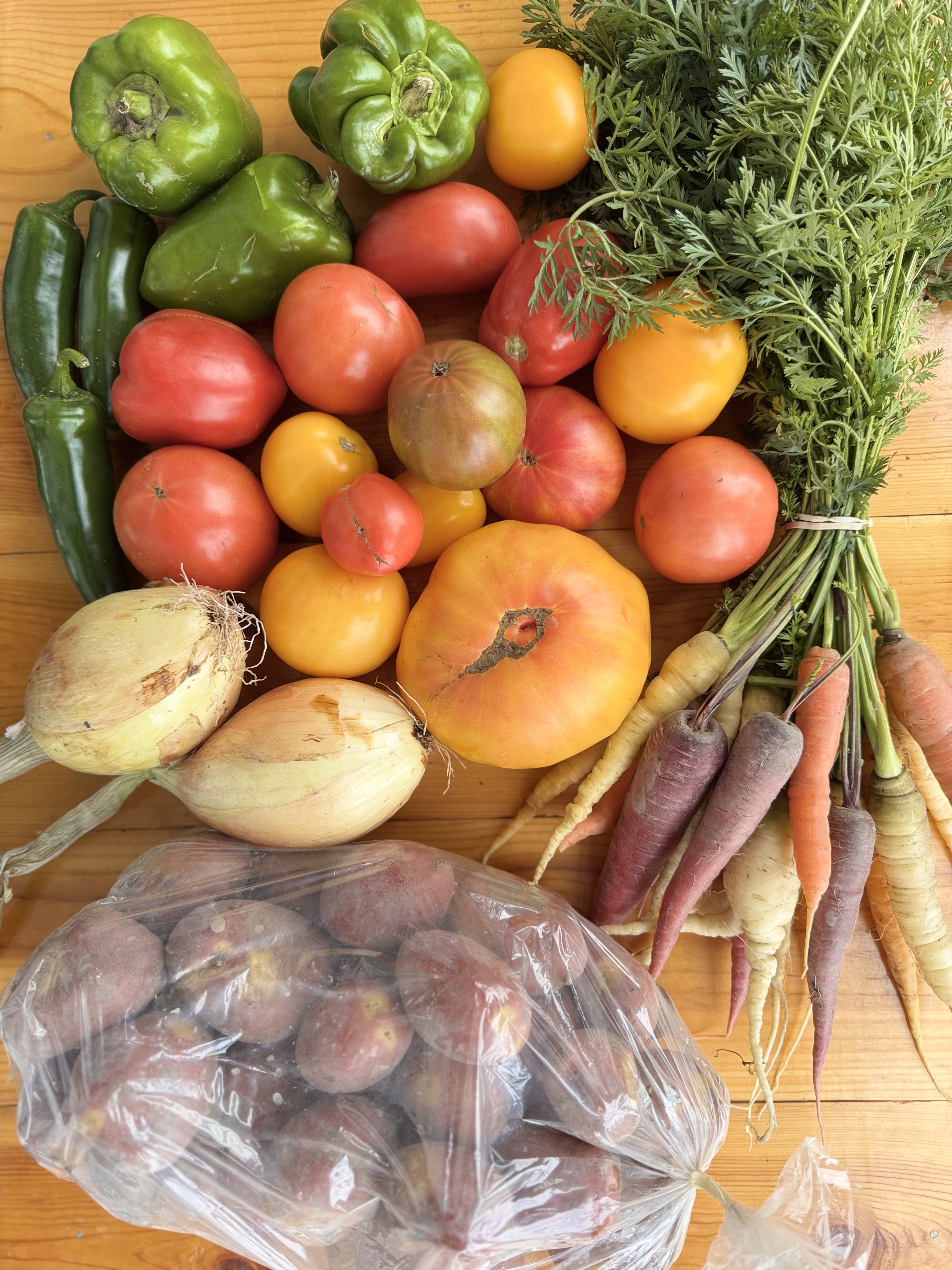 Fresh CSA box with seasonal produce